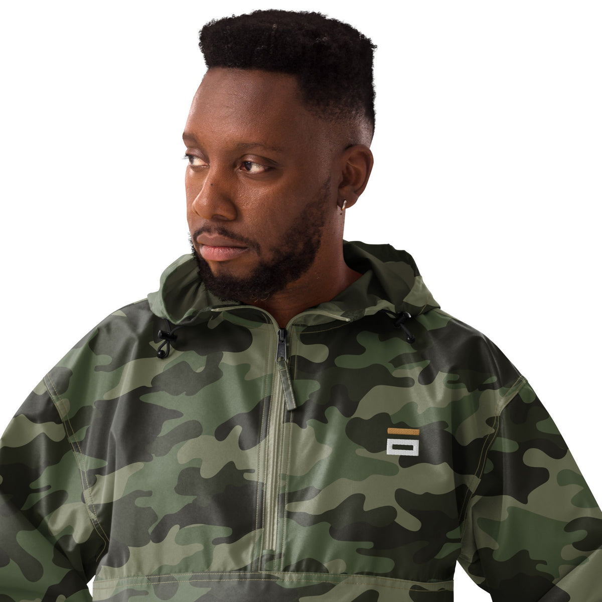 Embroidered Champion Packable Jacket Army - Alpha Clothing
