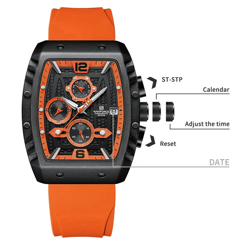 NAVIFORCE® Creative Barrel-Shaped Dial Men Watches - Alpha Clothing