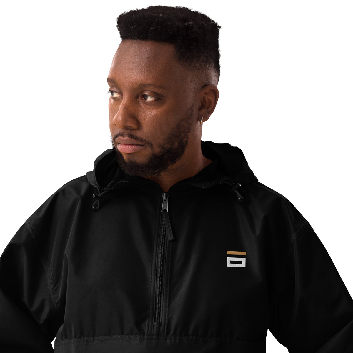 Embroidered Champion Packable Jacket Black - Alpha Clothing